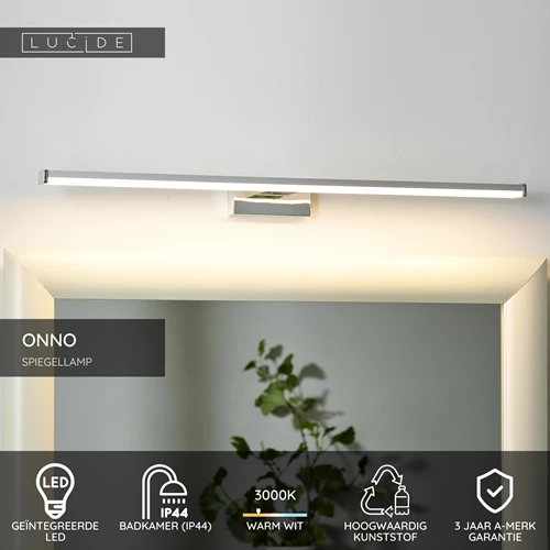Lucide ONNO - Spiegellamp Badkamer - LED - 1x11W 3000K - IP44 - Mat chroom - USP